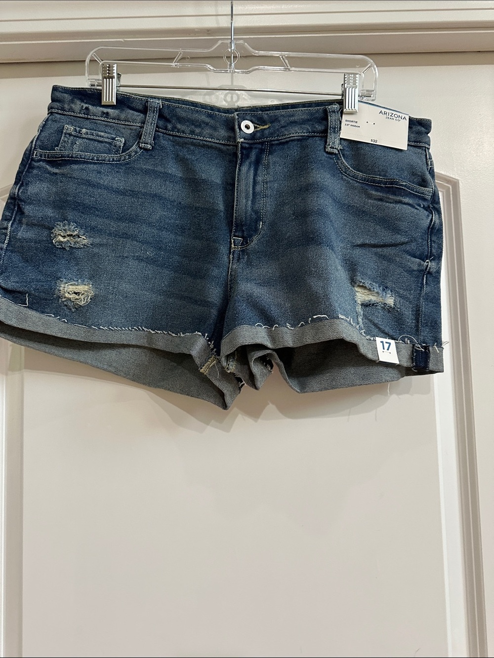 Arizona Jean Company Distressed Dark Blue Denim Shorts